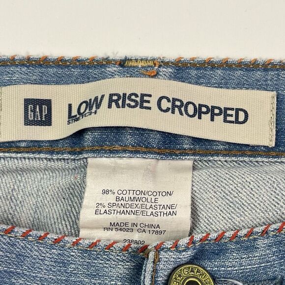 GAP Y2K Floral Butterfly Embroidery Cropped Jeans Sz 6 Low Rise kick flare Boho - Picture 3 of 14